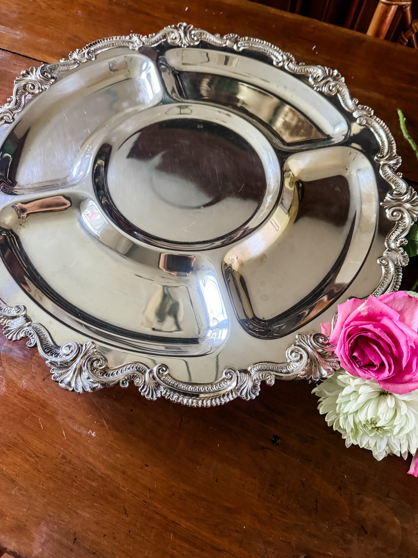 Massive Silver on Copper Lazy Susan
