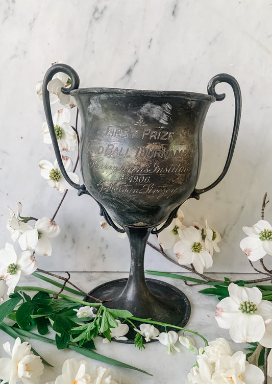 Antique 1906 Handball Trophy, Britannia Plate