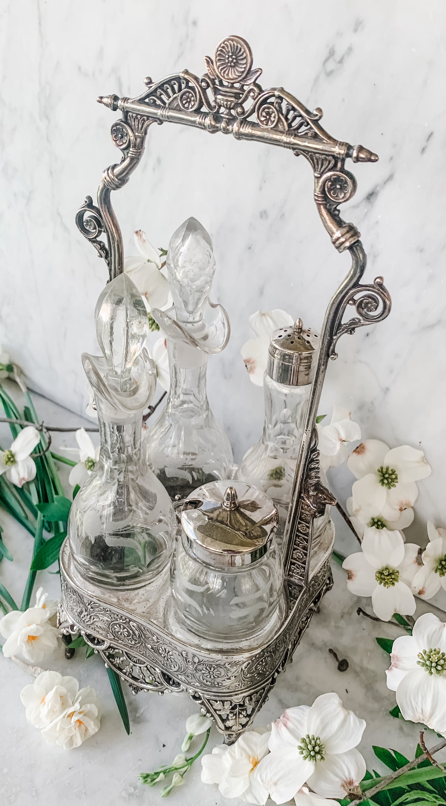 Antique Triple Plate Victorian Cruet Set