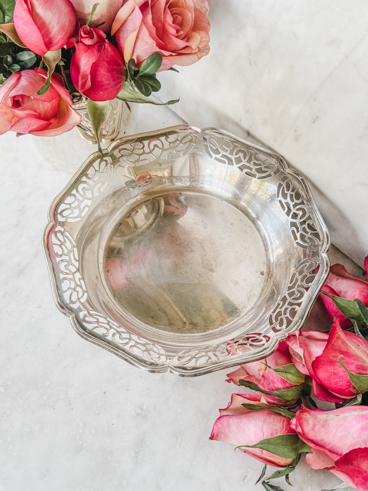 Vintage German Pierced Silverplate Footed Dish