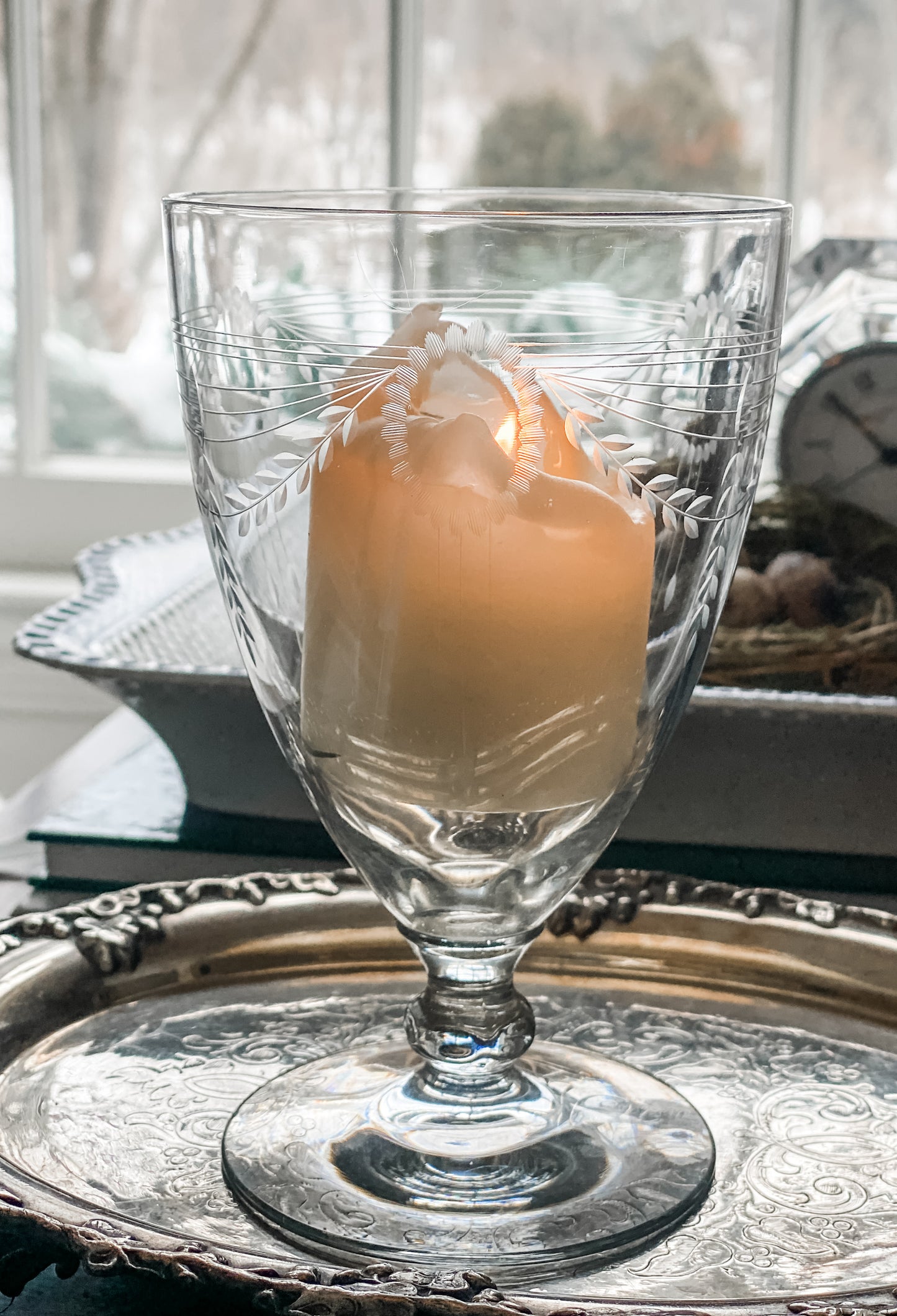 Etched Candle Holder or Vase