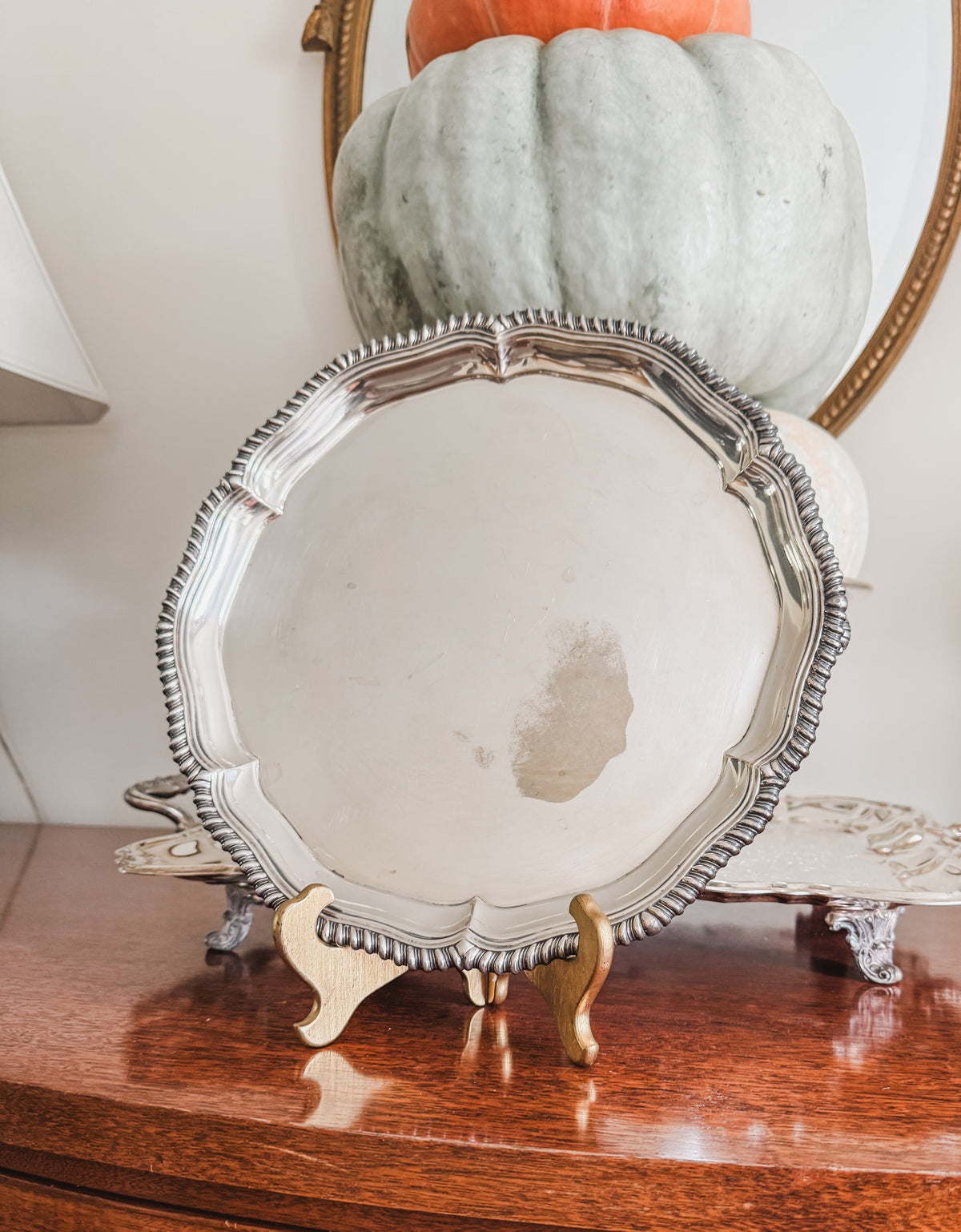Highly Collectible Antique 1909 Elkington & Co. Footed Silverplate Tray