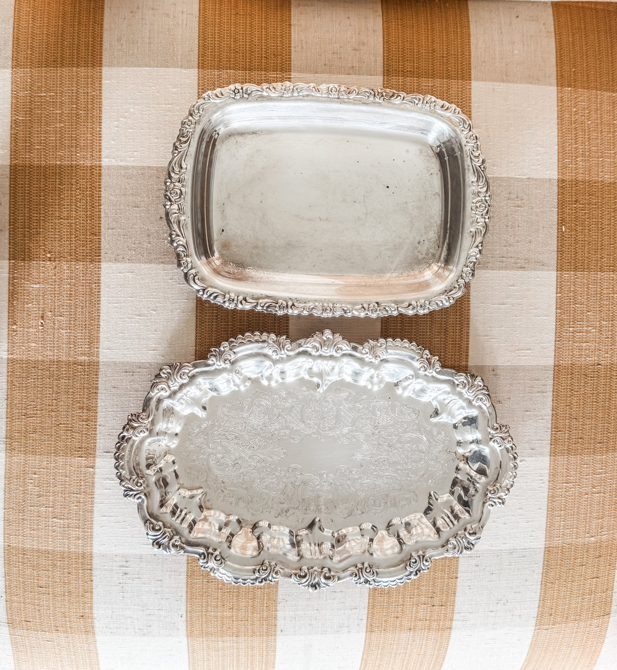Pair of Ornate Petite Vintage Trays