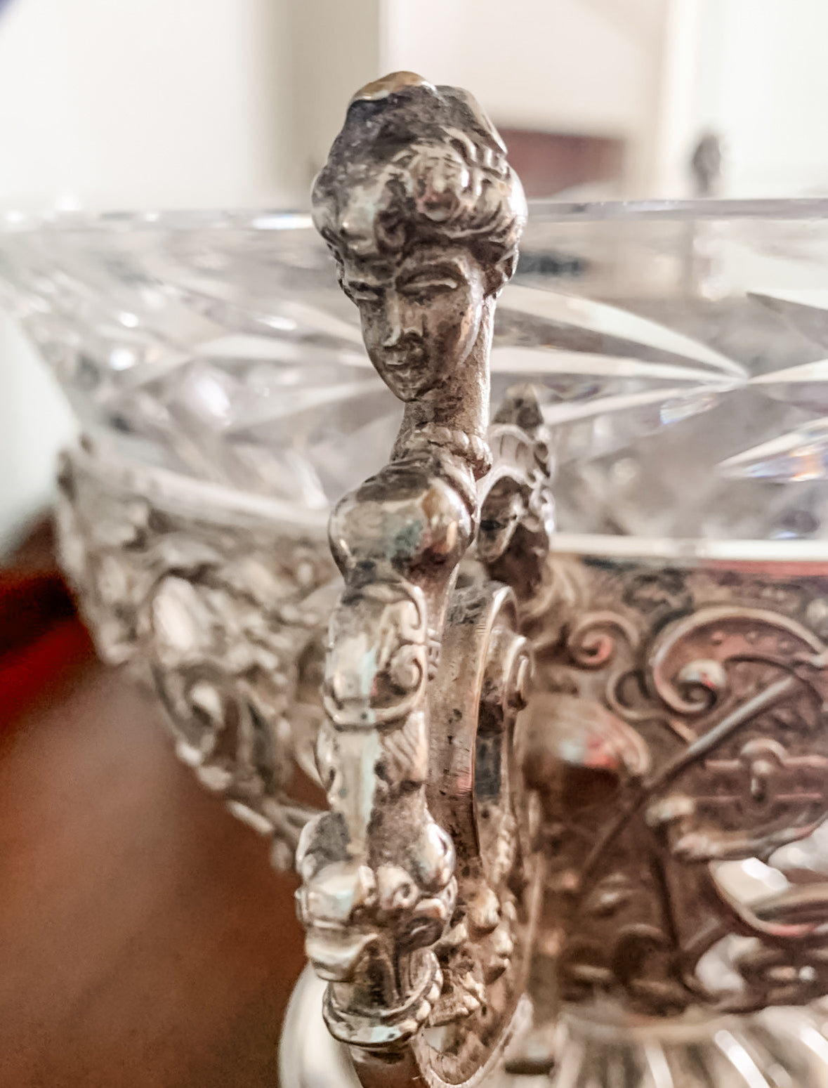 Antique WMF German Silverplate & Cut Crystal Centerpiece Bowl