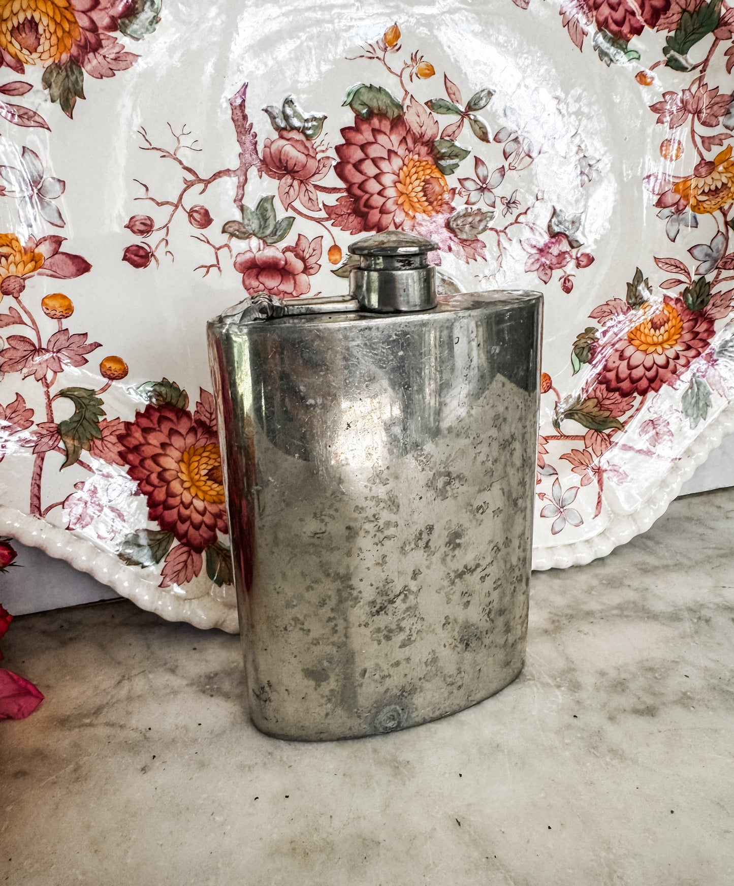 Antique Sheffield England Pewter Flask