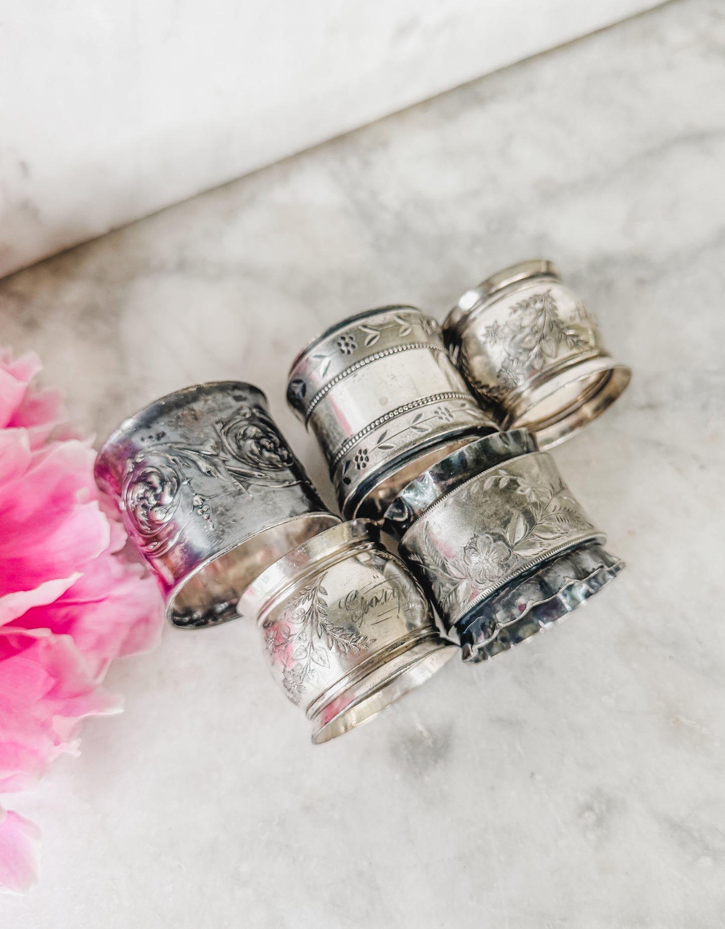 Collection of 5 Antique Napkin Rings