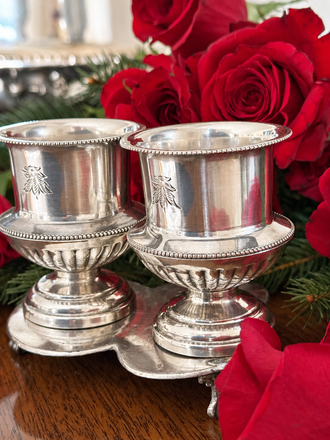 Antique Miniature Footed Urns with Beaded Detail – Sold Individually