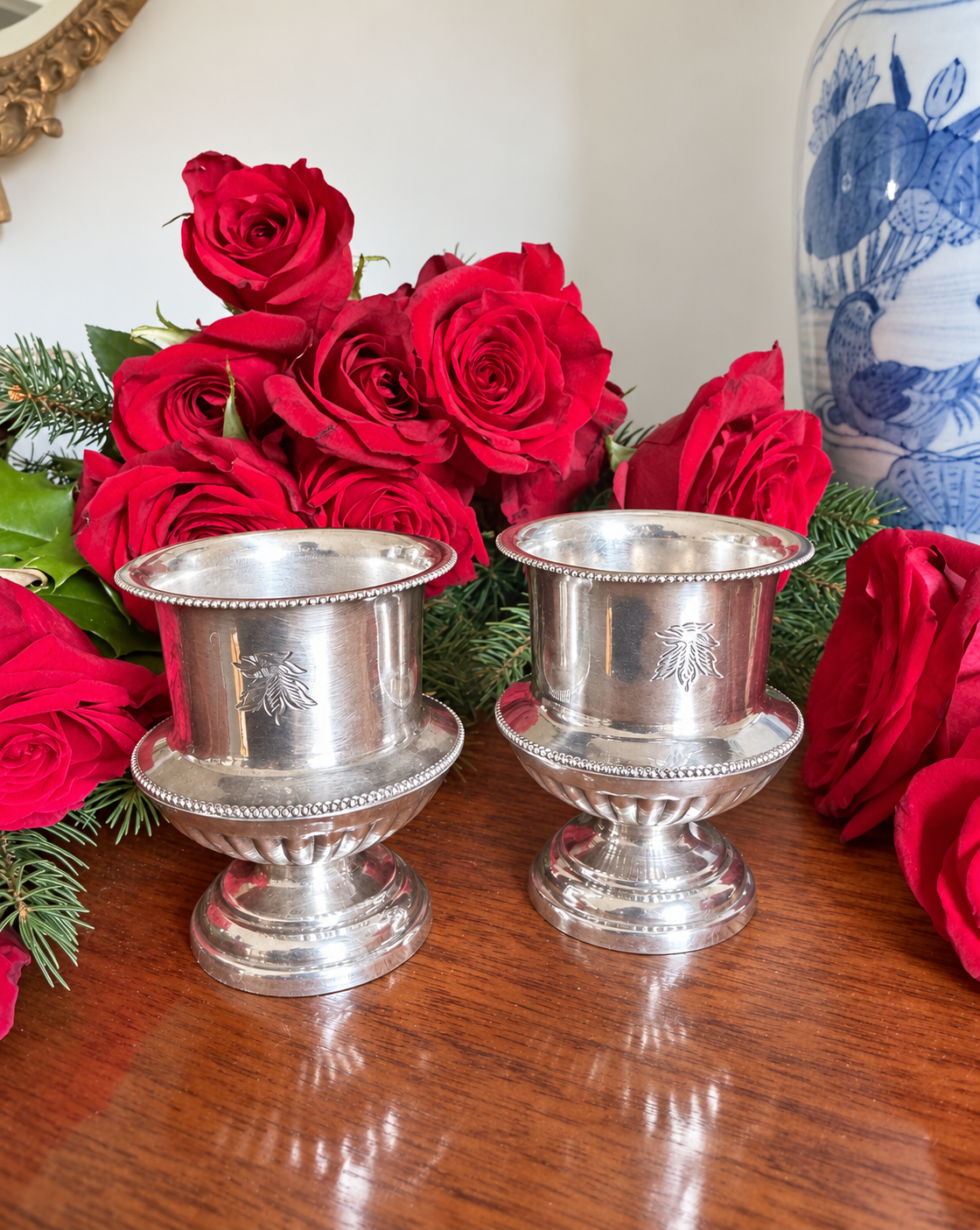 Antique Miniature Footed Urns with Beaded Detail – Sold Individually