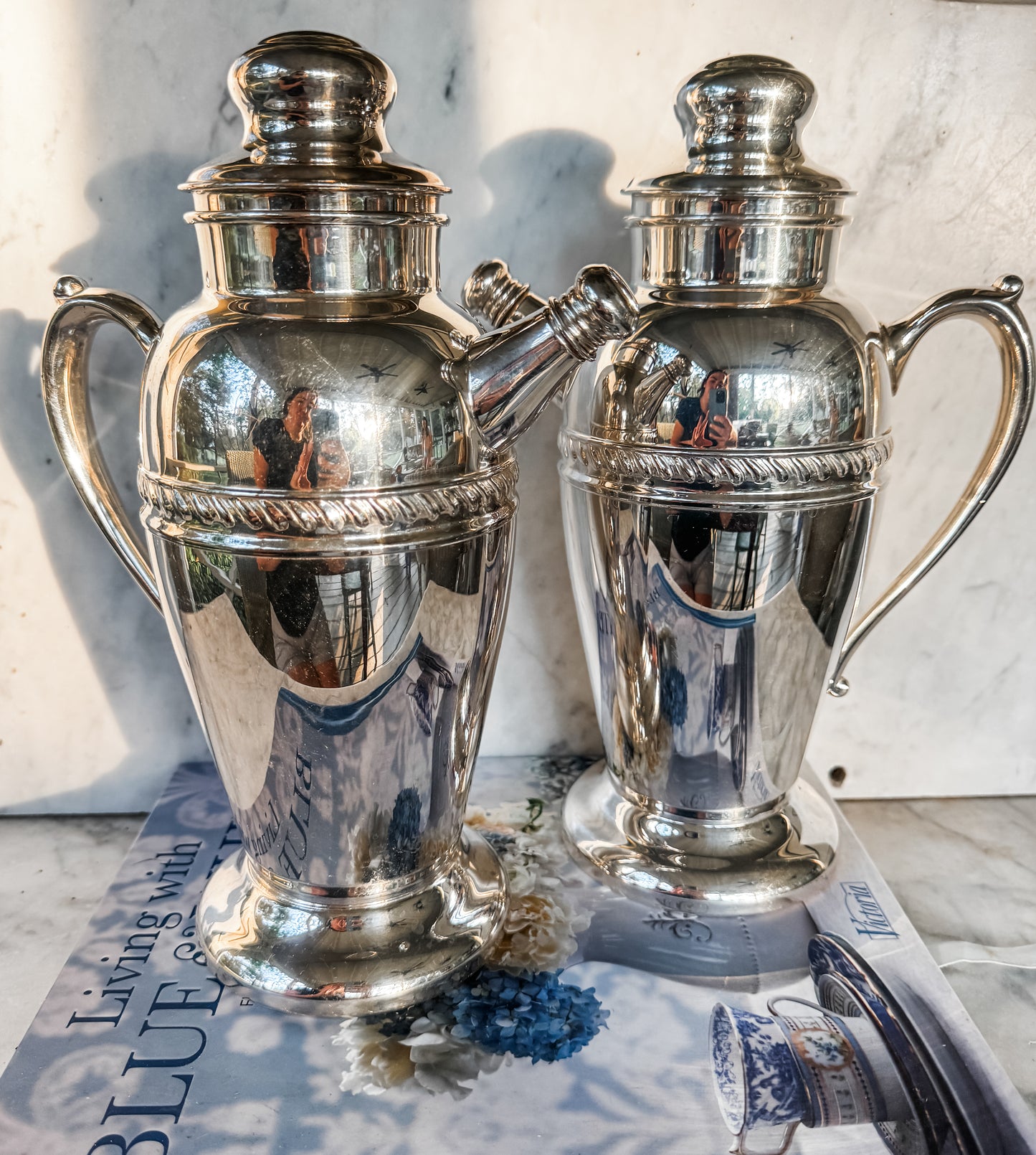 Pair of Large Mid-Century Cocktail Shakers