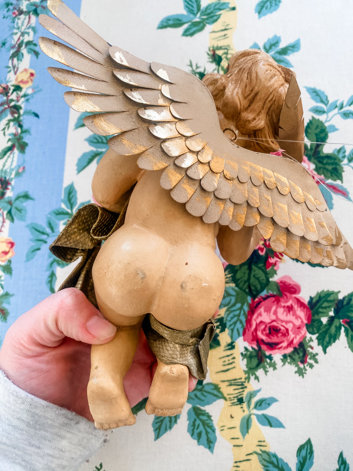 Vintage Putto with Book and Quill