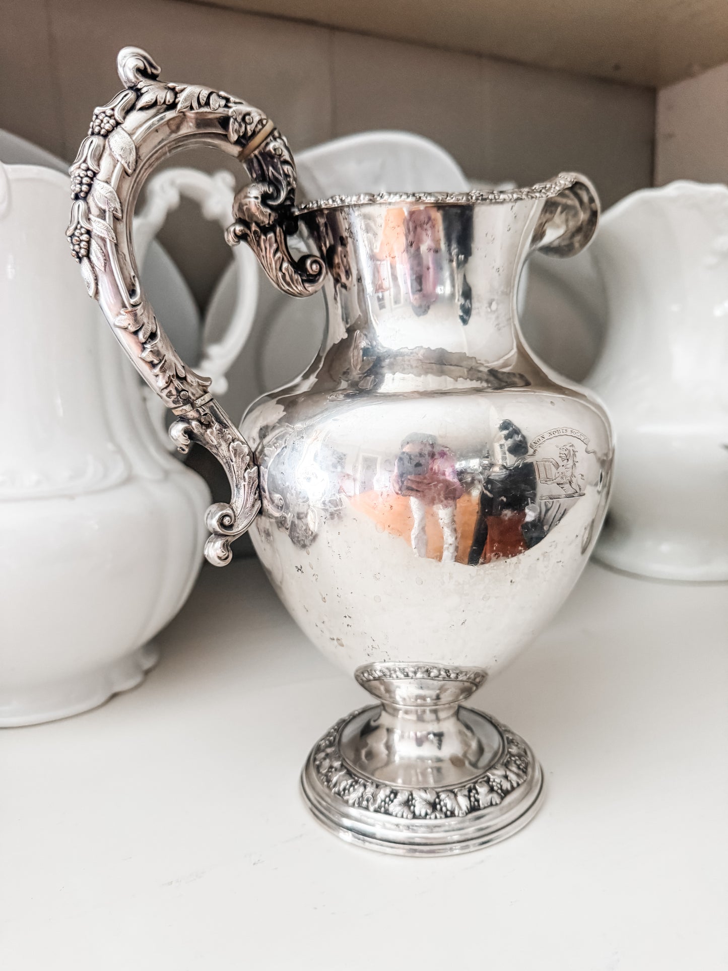 Early Old Sheffield Plate Pitcher with Sterling Cartouche, c. Late 1700s–Early 1800s