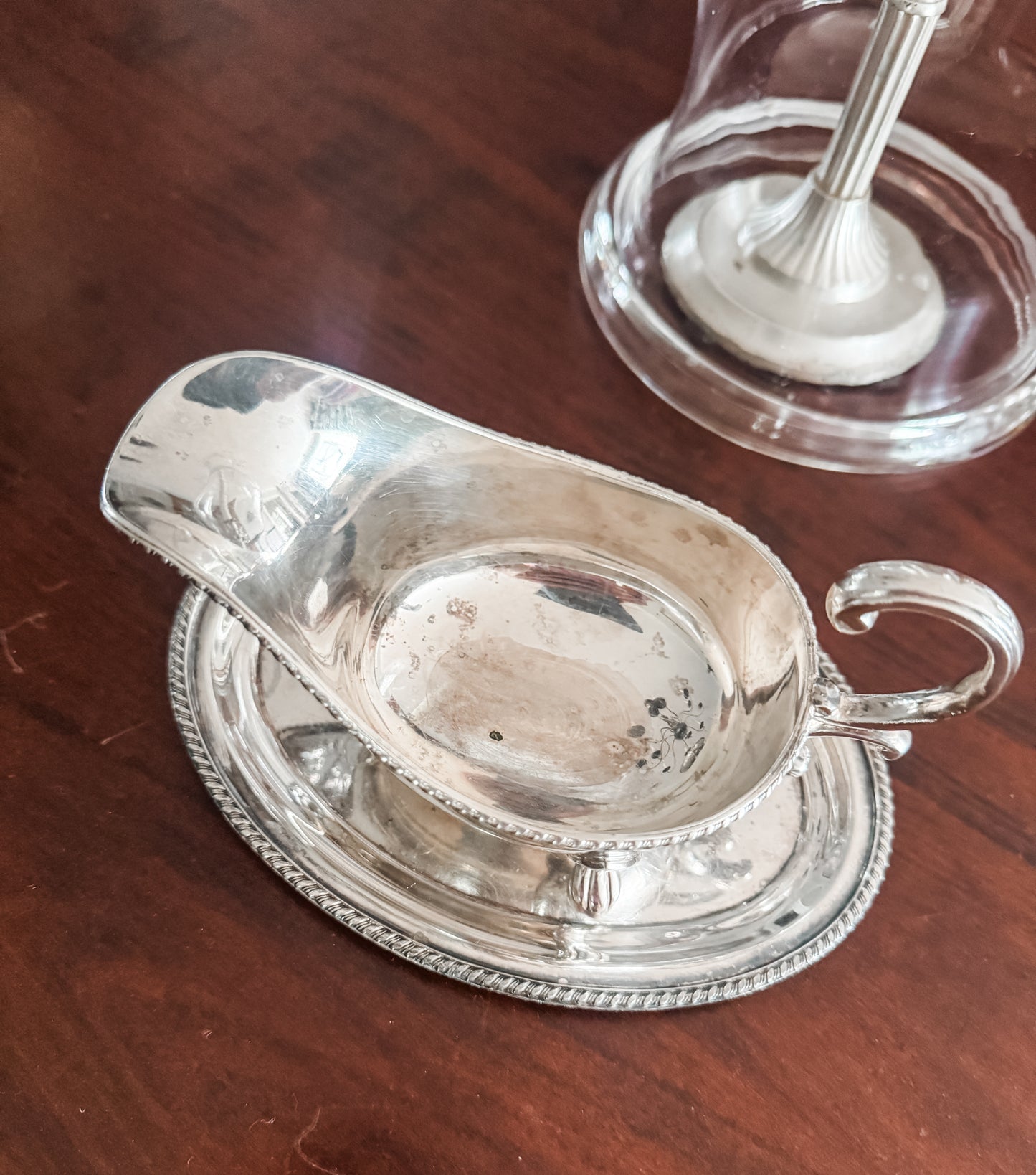 English Silver on Copper Gravy Boat