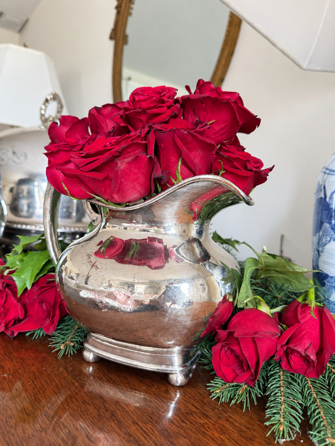 Antique Silver on Copper Footed Pitcher by Lawrence B. Smith Co.