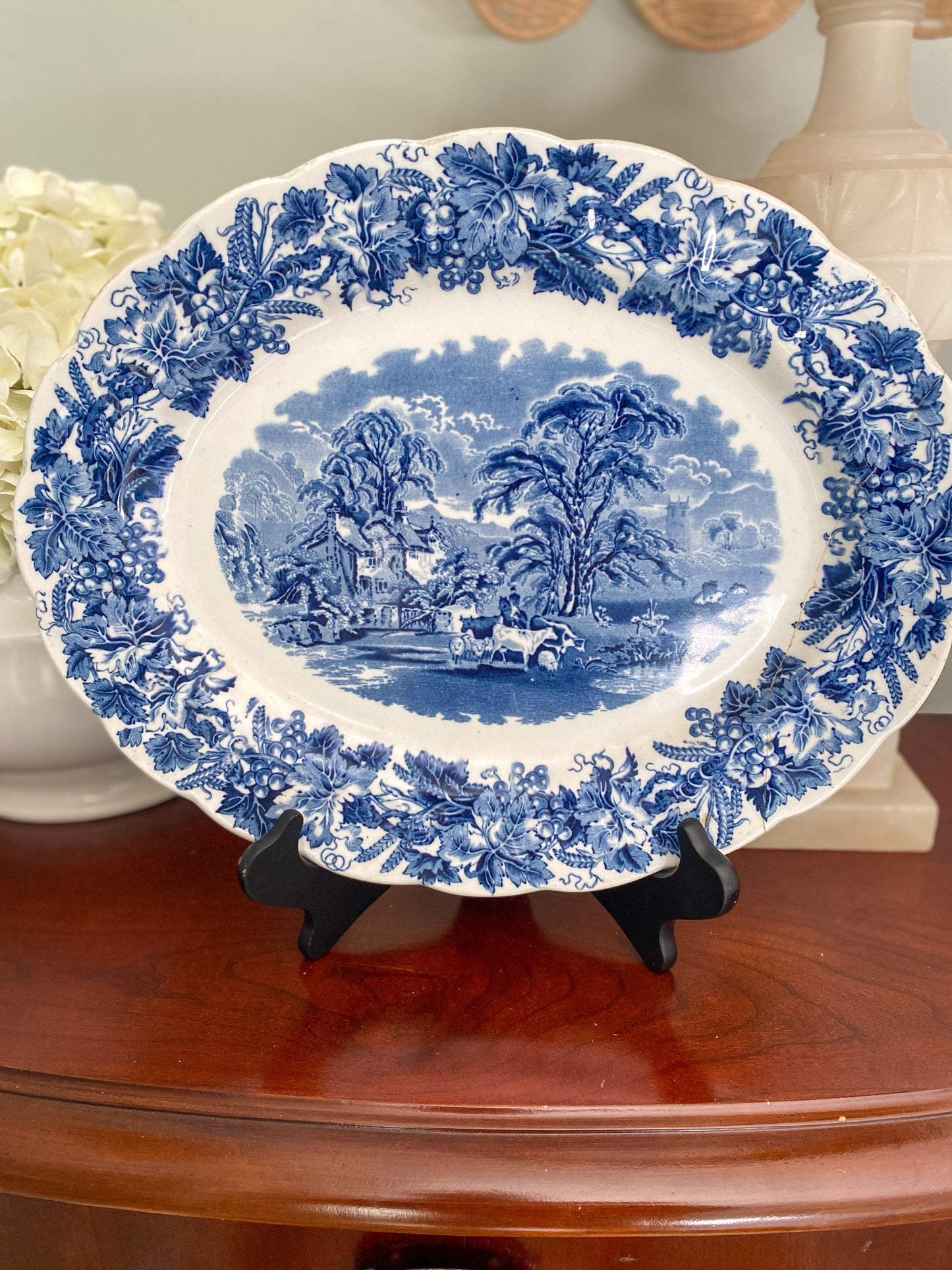 Antique Blue and White Transferware platter