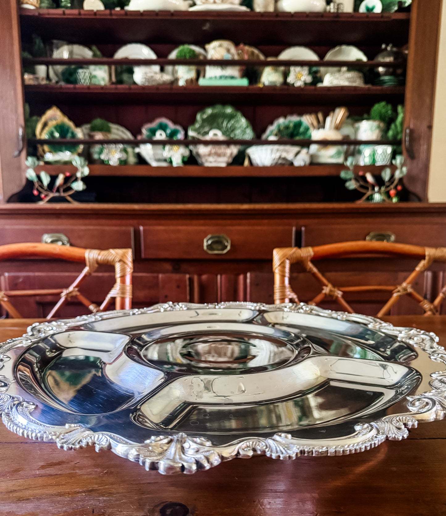 Massive Silver on Copper Lazy Susan