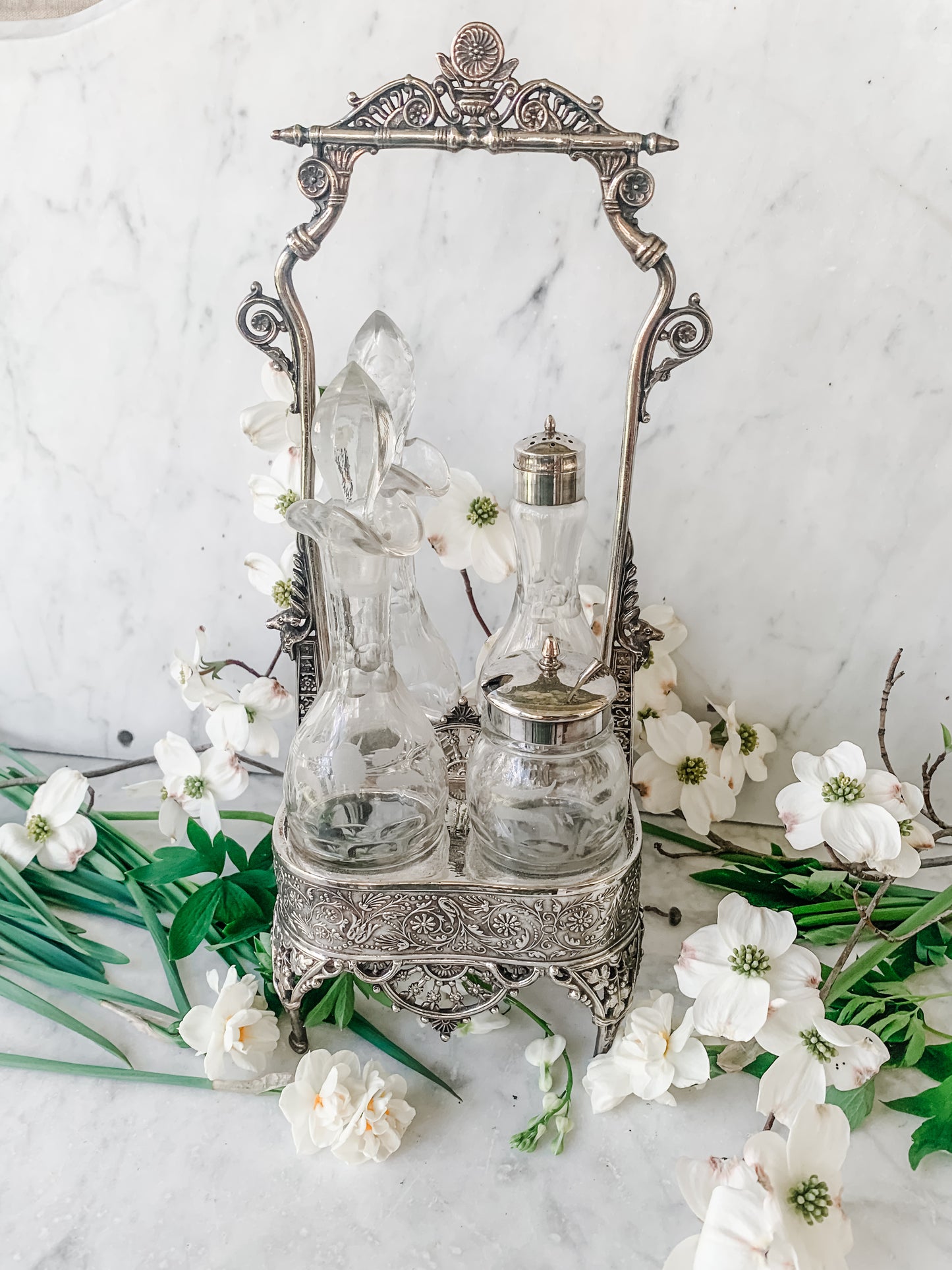 Antique Triple Plate Victorian Cruet Set