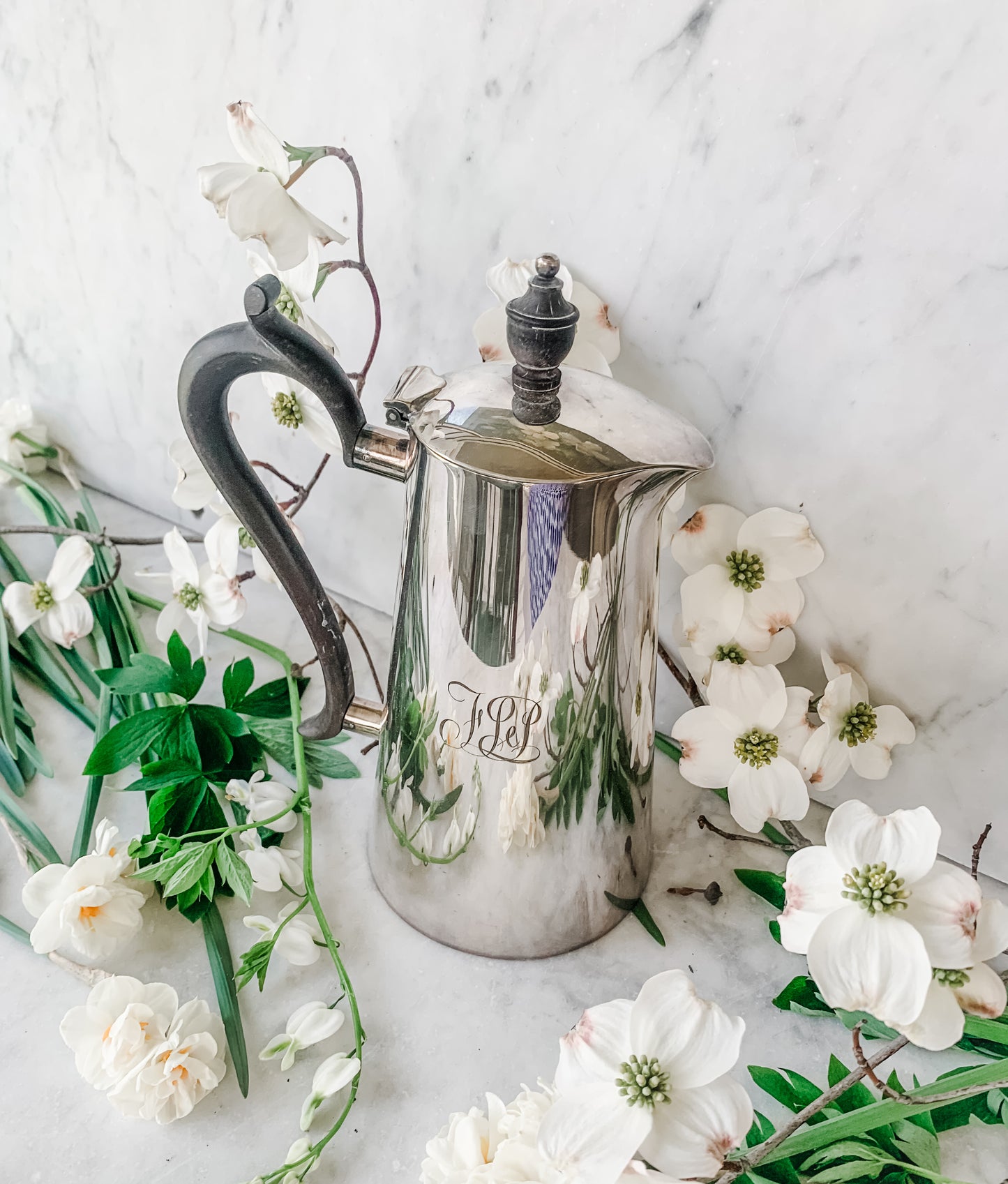 Antique English Coffee Pot with Wood Handle and Finial - Ready to be used again!