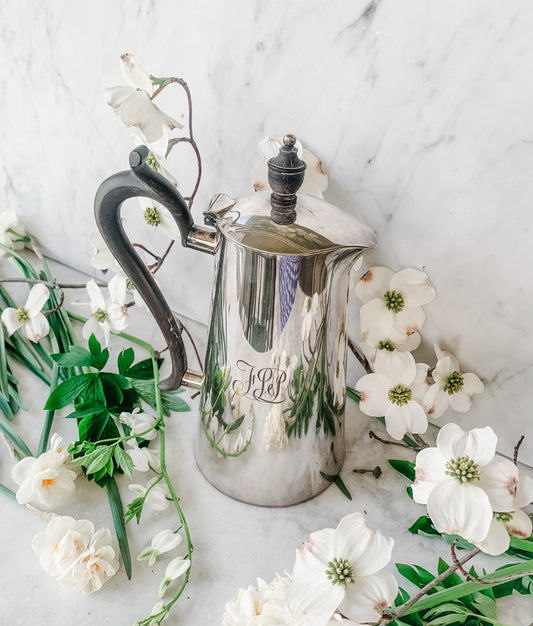 Antique English Coffee Pot with Wood Handle and Finial - Ready to be used again!