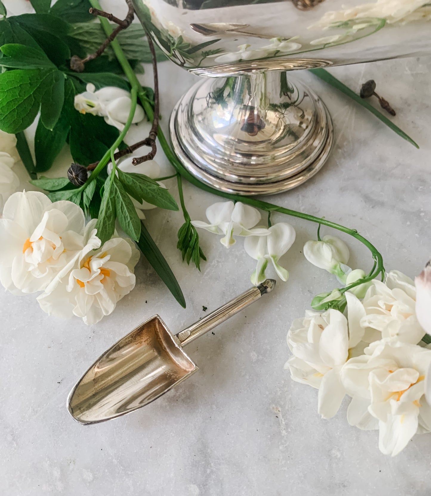Antique Silver on Copper Sugar Scuttle with Scoop