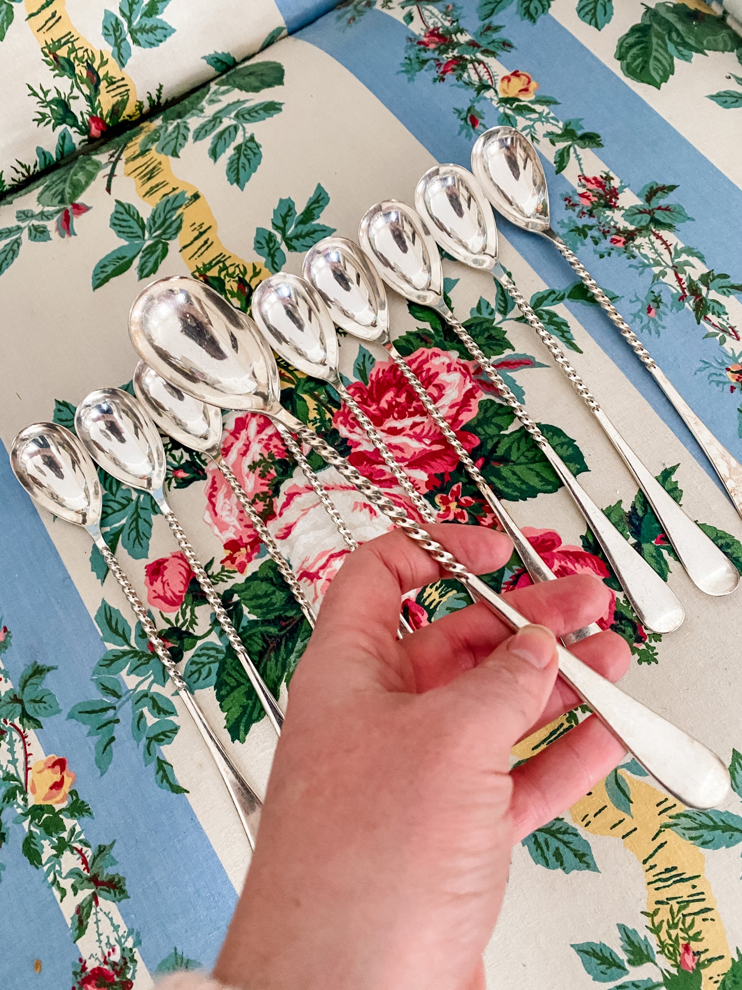 Set of 10 Antique Rogers & Milton Iced Tea Spoons