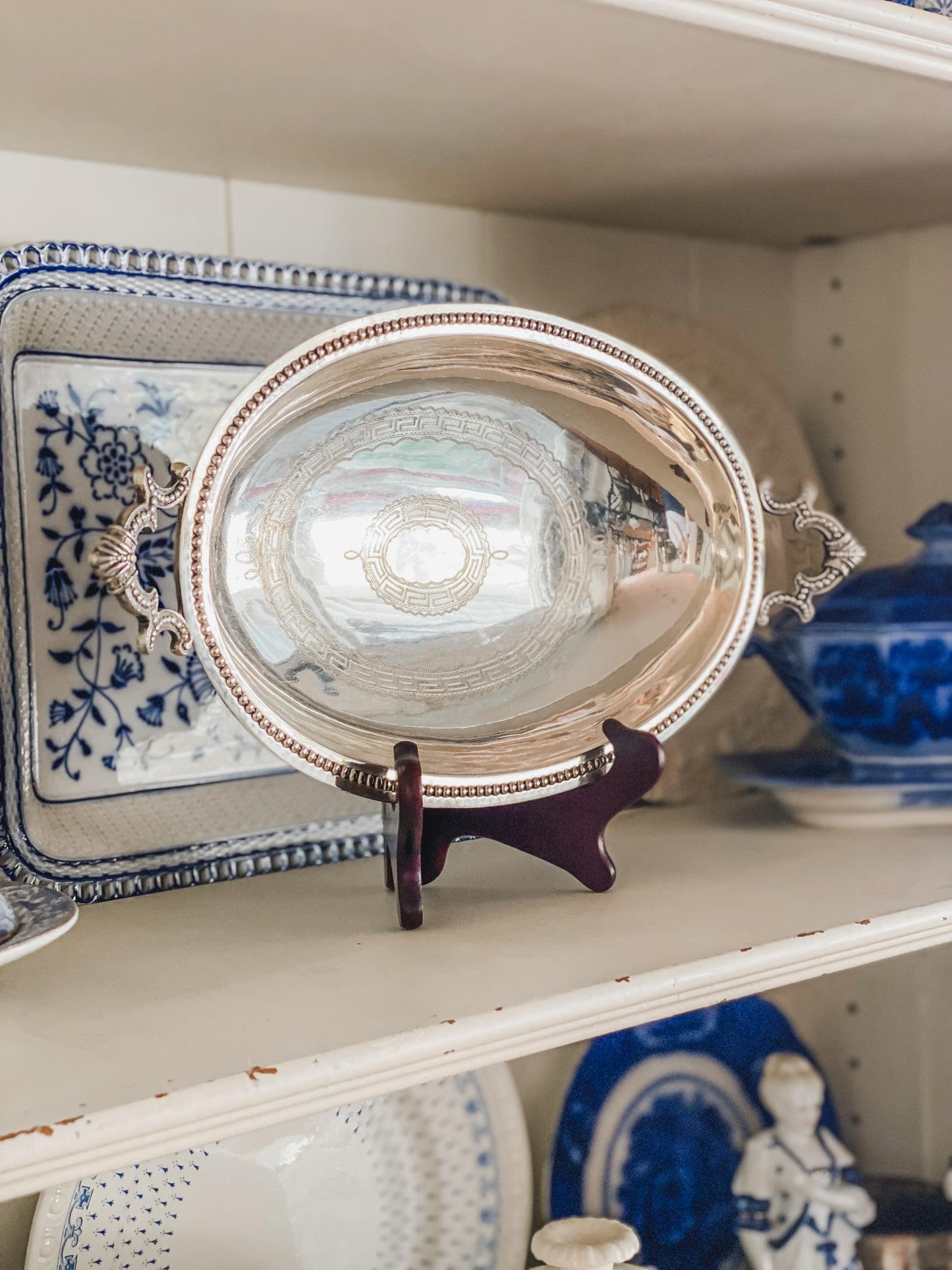 Antique German Greek Key Dish