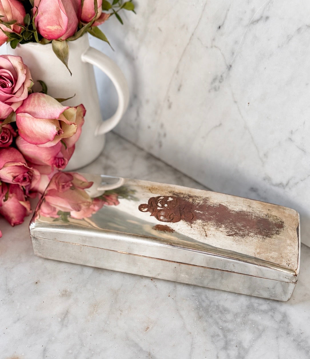 Mid-Century Silver-on-Copper Jewelry Box