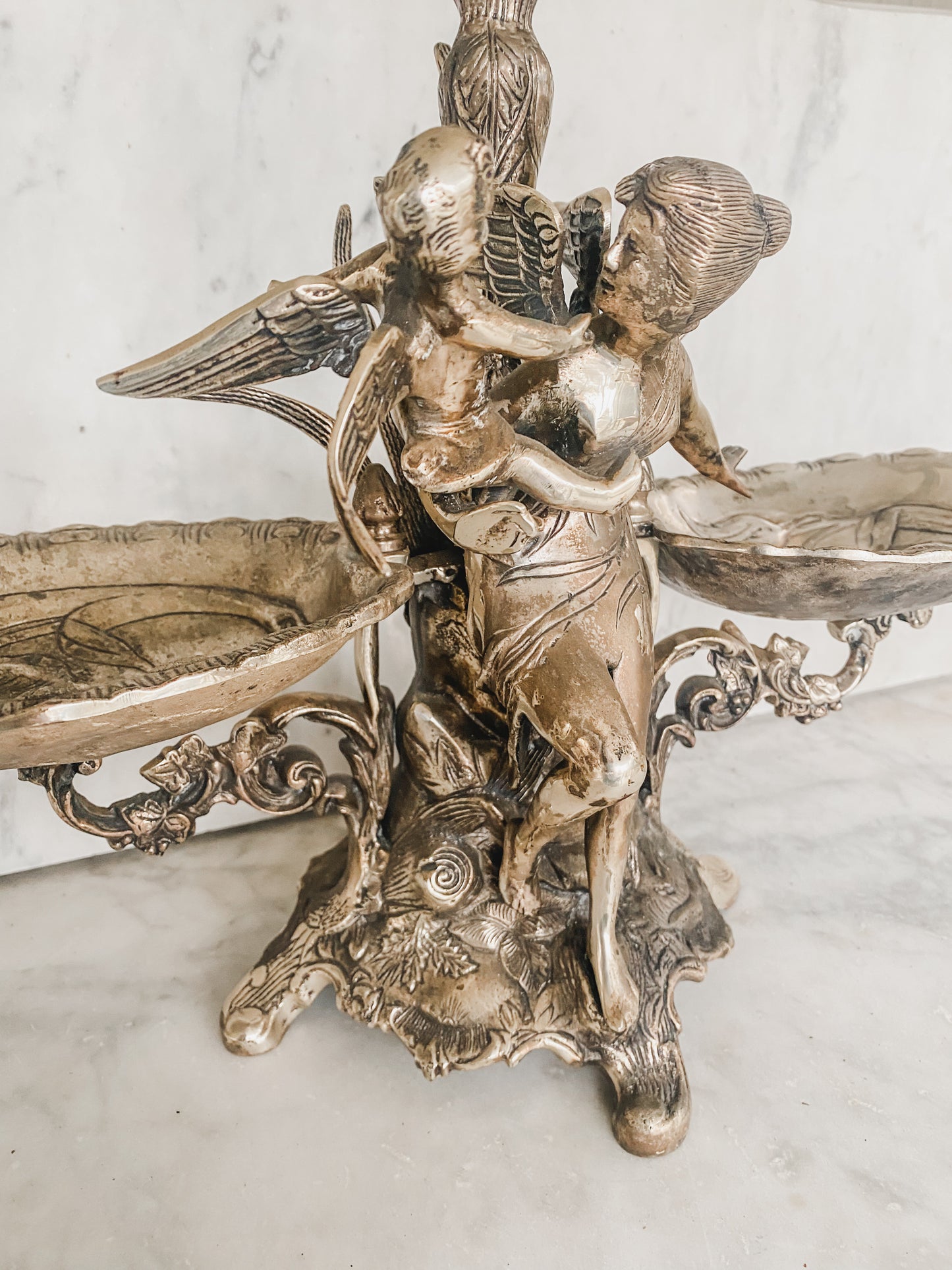 Exceptional Victorian Epergne With Fairy & Baby Figure