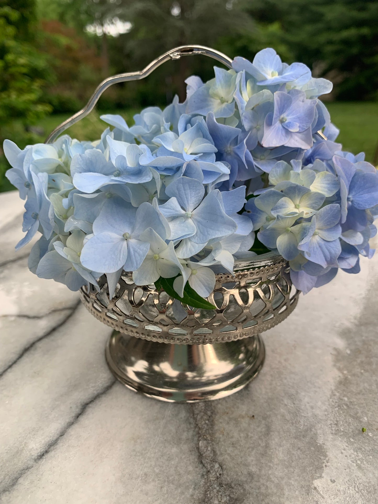English Reticulated basket with glass bowl