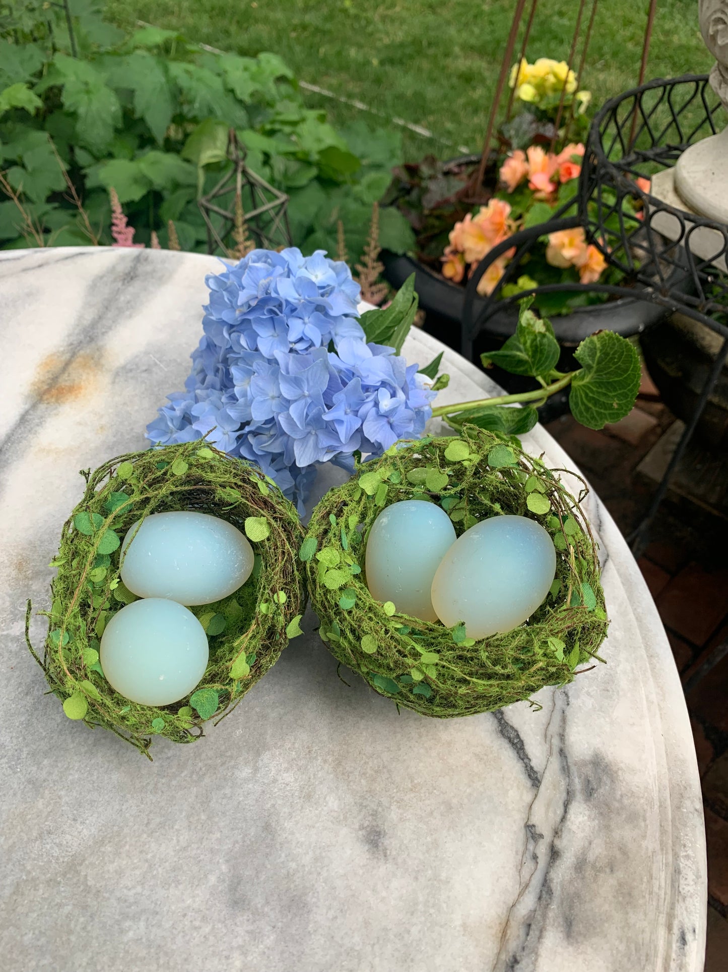 2 Birds Nests with Opalite Eggs