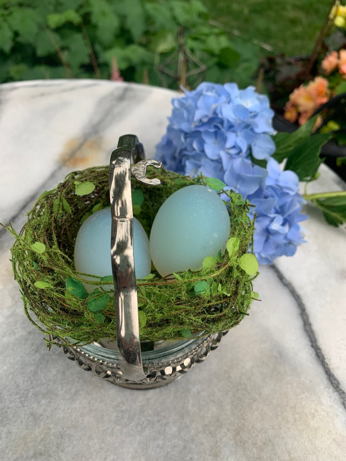 2 Birds Nests with Opalite Eggs