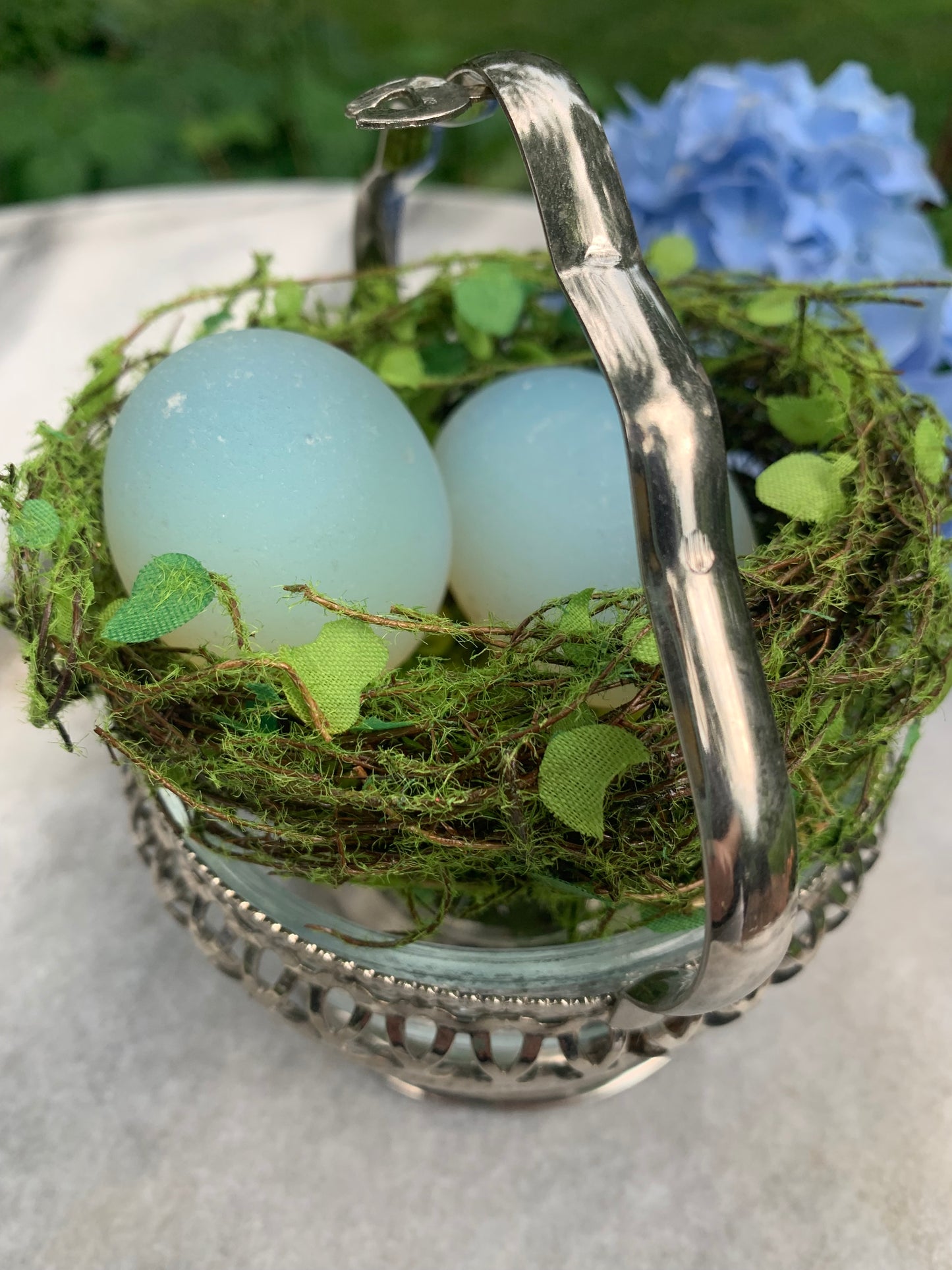 2 Birds Nests with Opalite Eggs