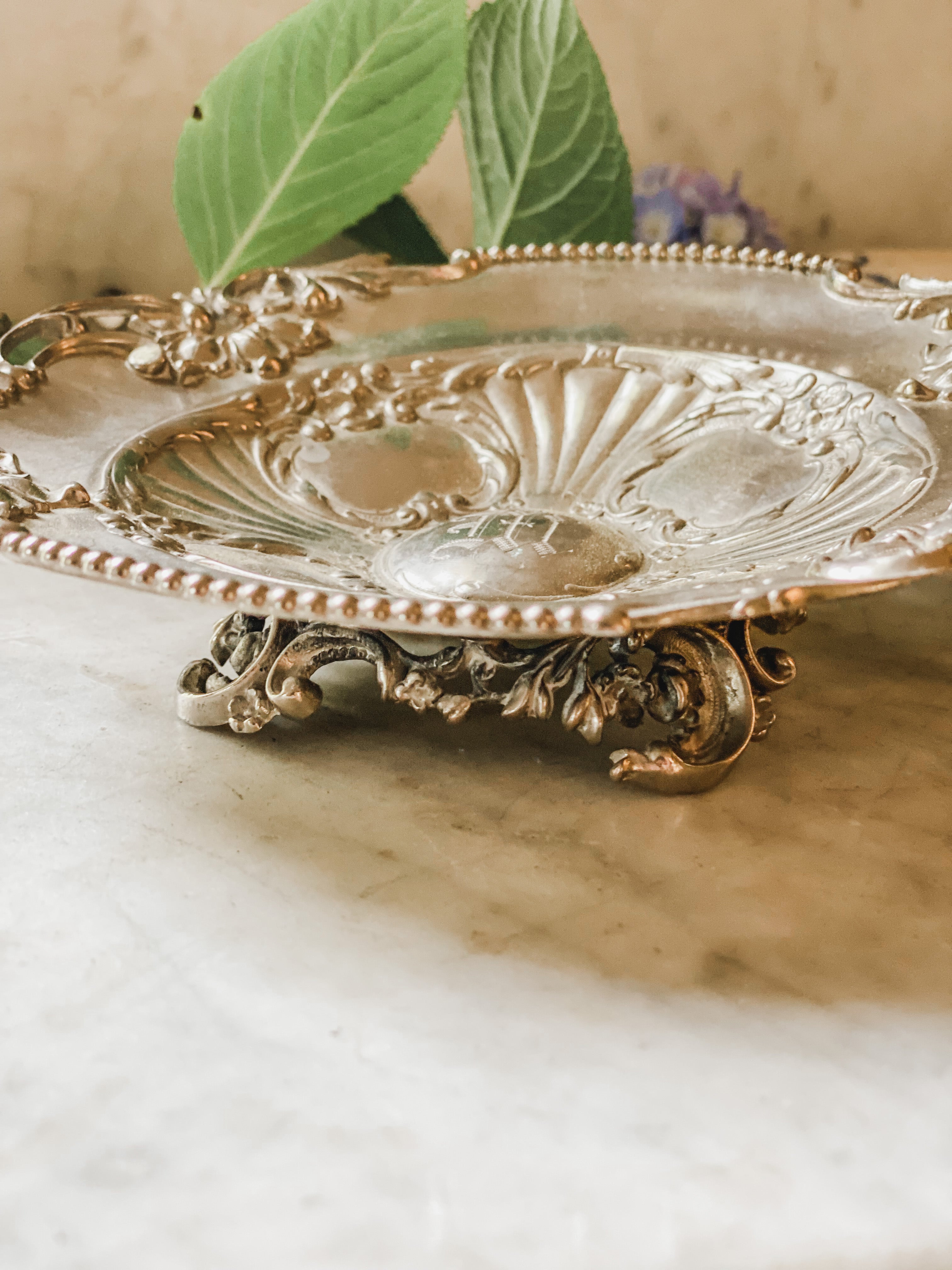 Vintage Ruffled Dish Raspberry Intricate Antique Victorian Quadroupleplate Dish – Raspberry and Royal LLC
