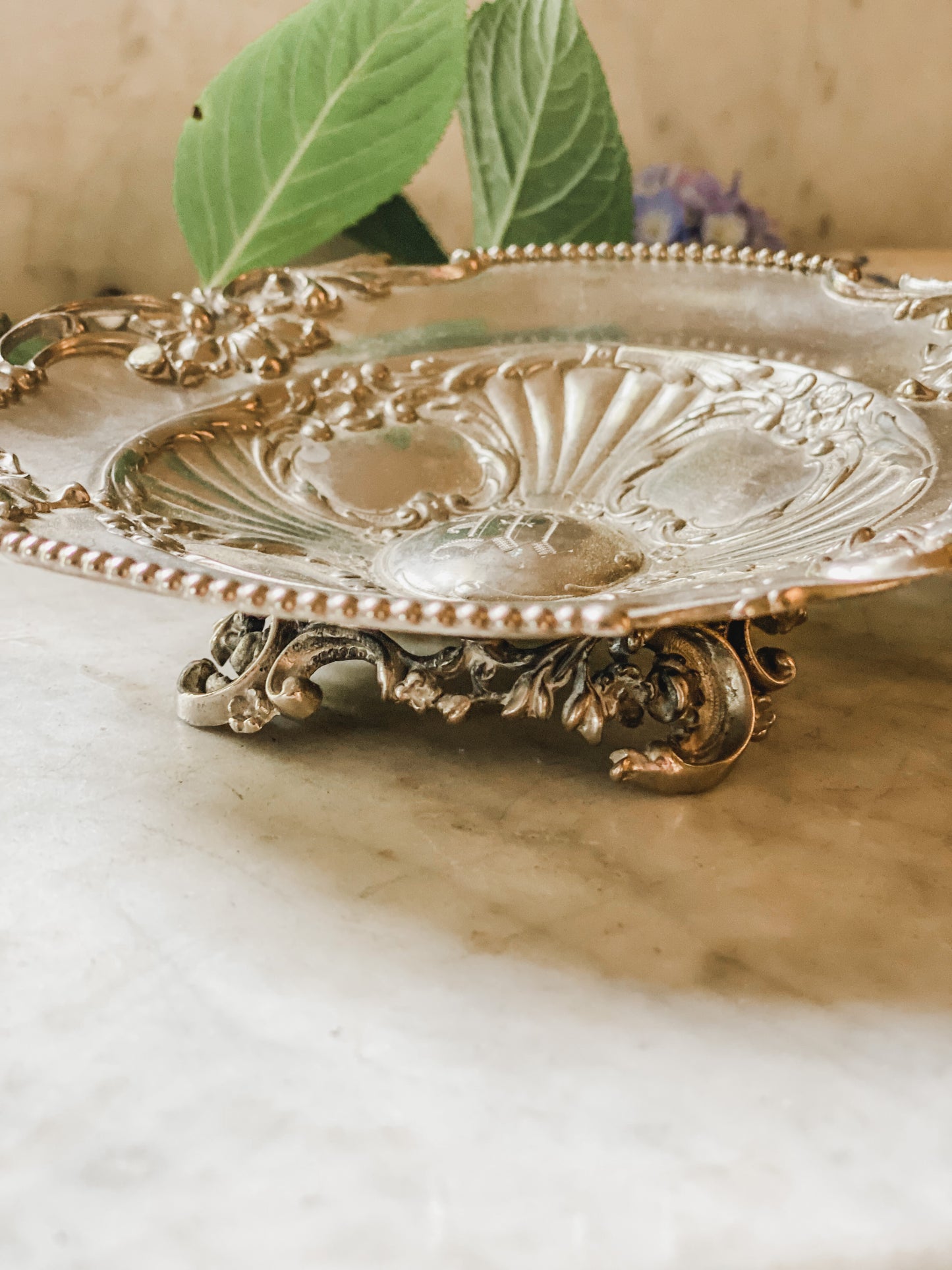 Intricate Antique Victorian Quadroupleplate Dish