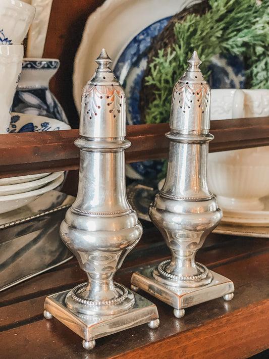 Elegant Antique Tall Salt and Pepper Shakers