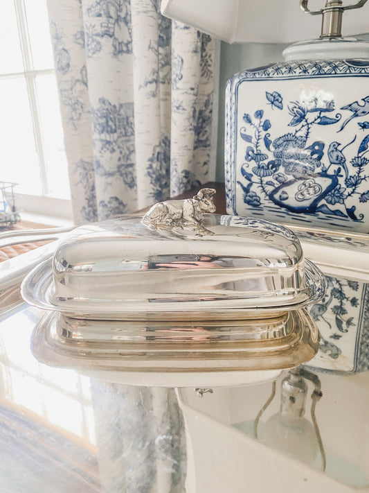 Butter Dish with Adorable Cow Handle