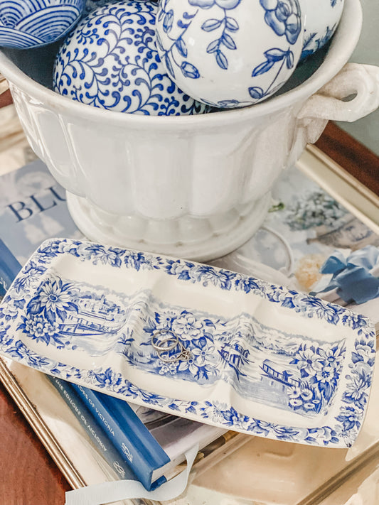 Blue and White Transferware Tray