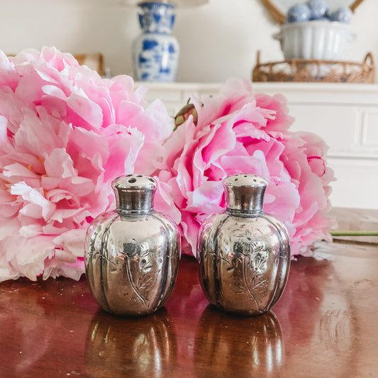 Pair of Antique Silver Salt and Pepper Shakers by Wilcox