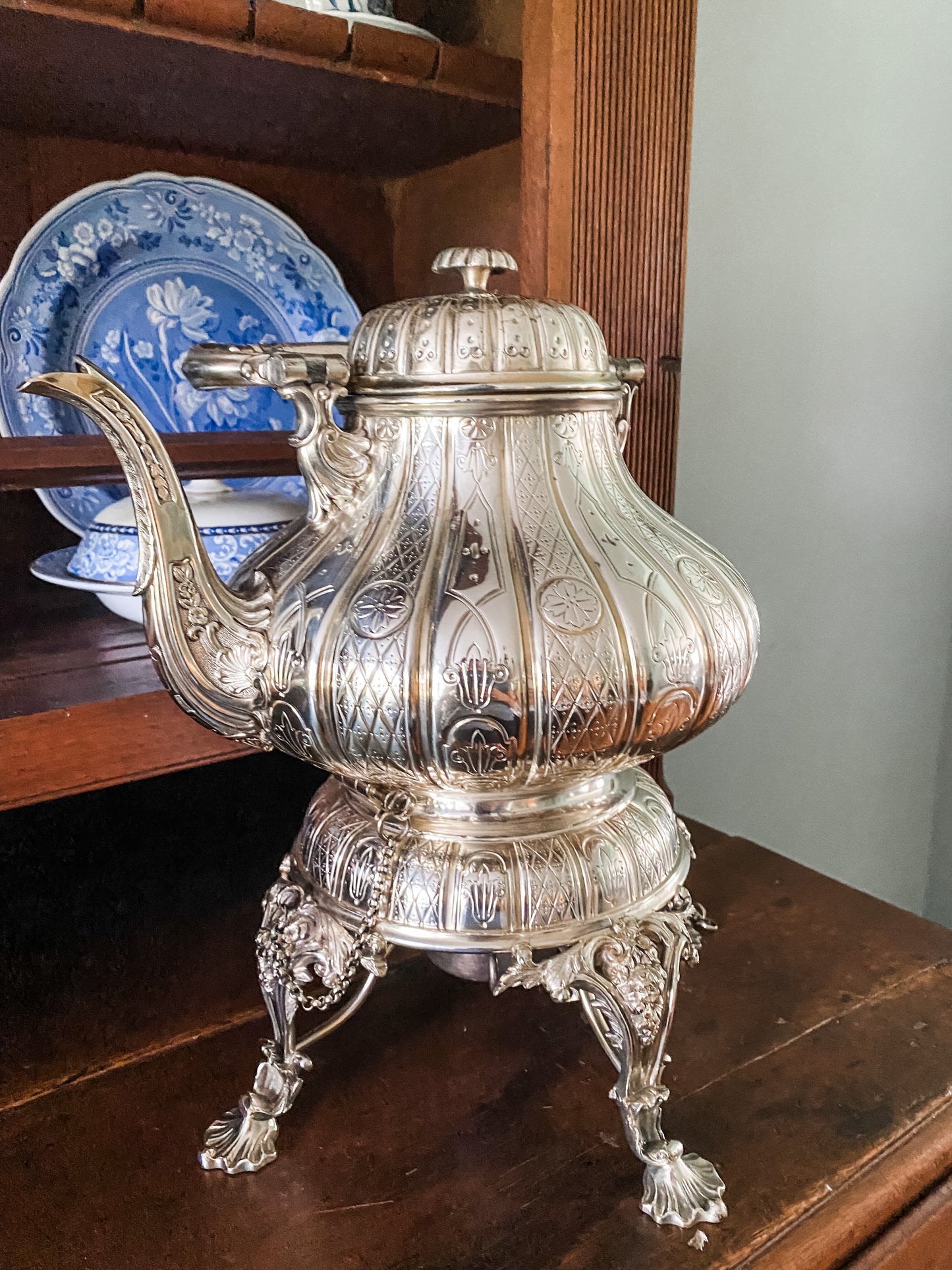 Extraordinary Antique English Teapot on Stand