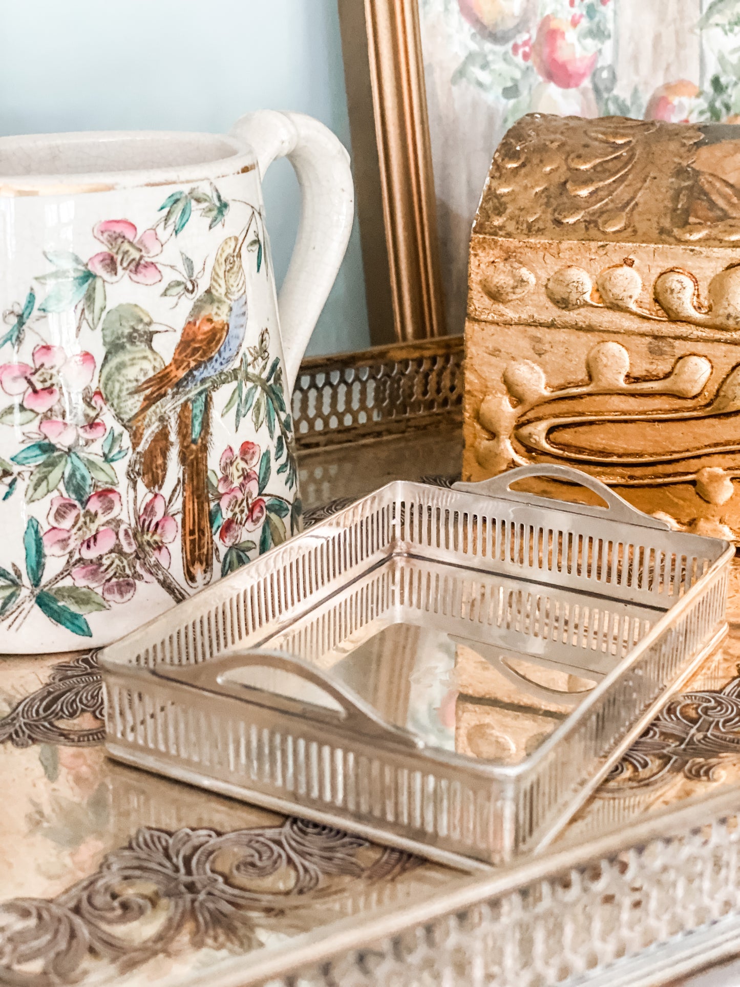 Antique Gallery Card Tray