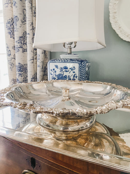 Impressive Pedestal Tray with Toothpick Holder