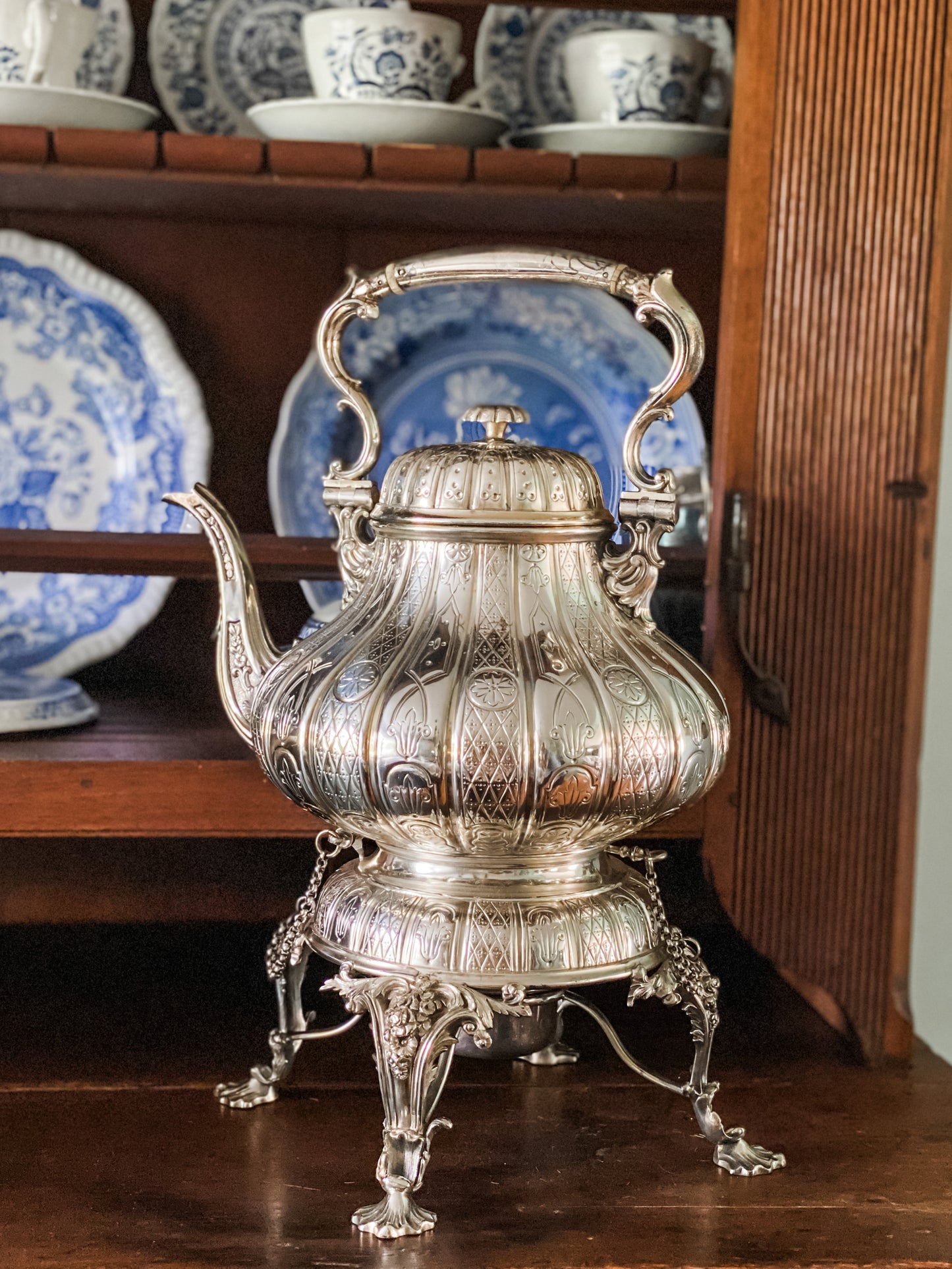 Extraordinary Antique English Teapot on Stand