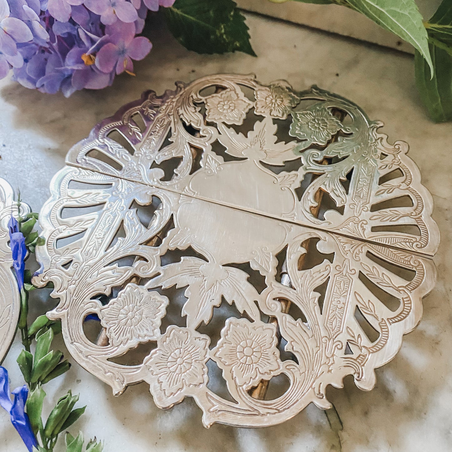 3 Gorgeous Pierced Silver Trivets for One Price!