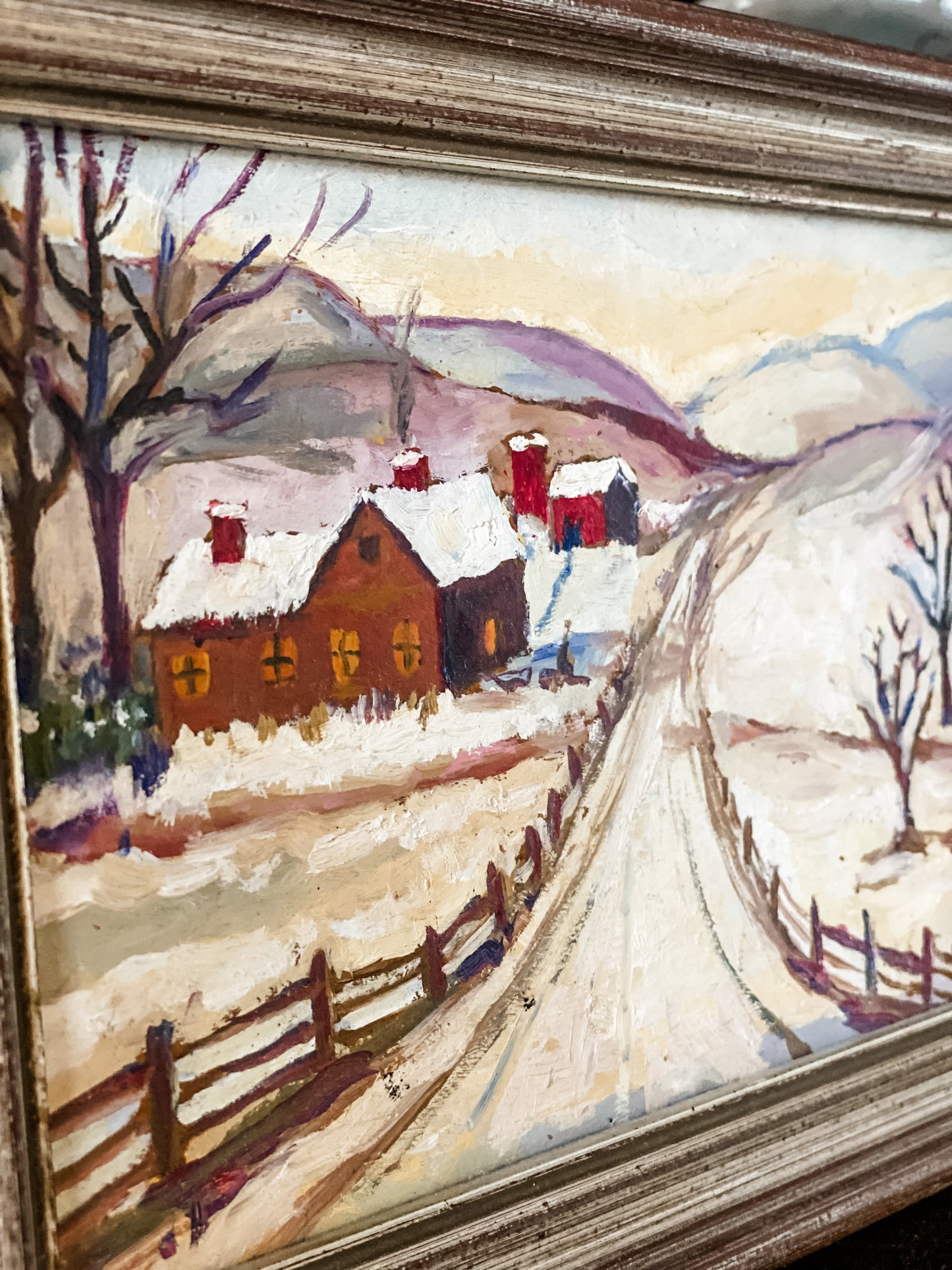 A Snowy Morning Miniature Oil Painting
