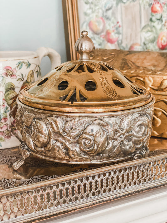 Antique Repousse Flower Frog