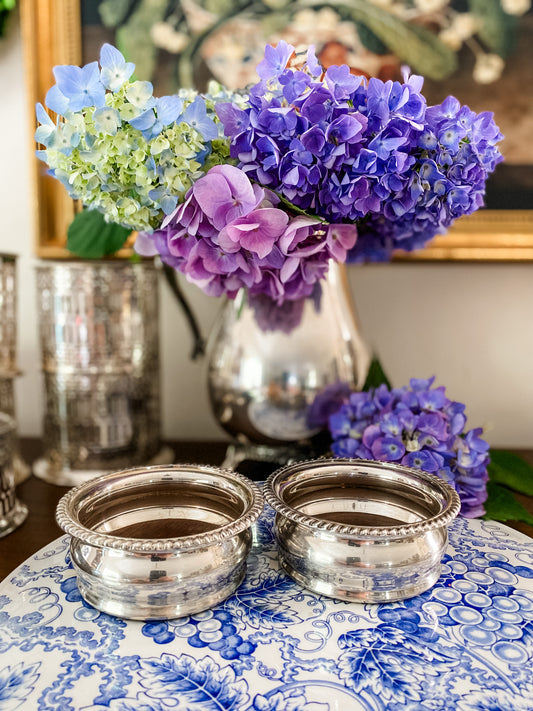 Antique Silver Bottle Coasters