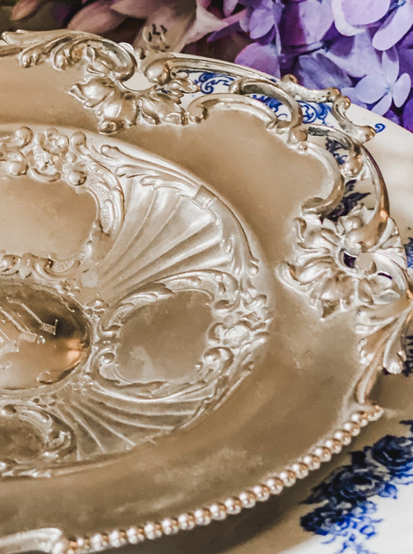 Intricate Antique Victorian Quadroupleplate Dish