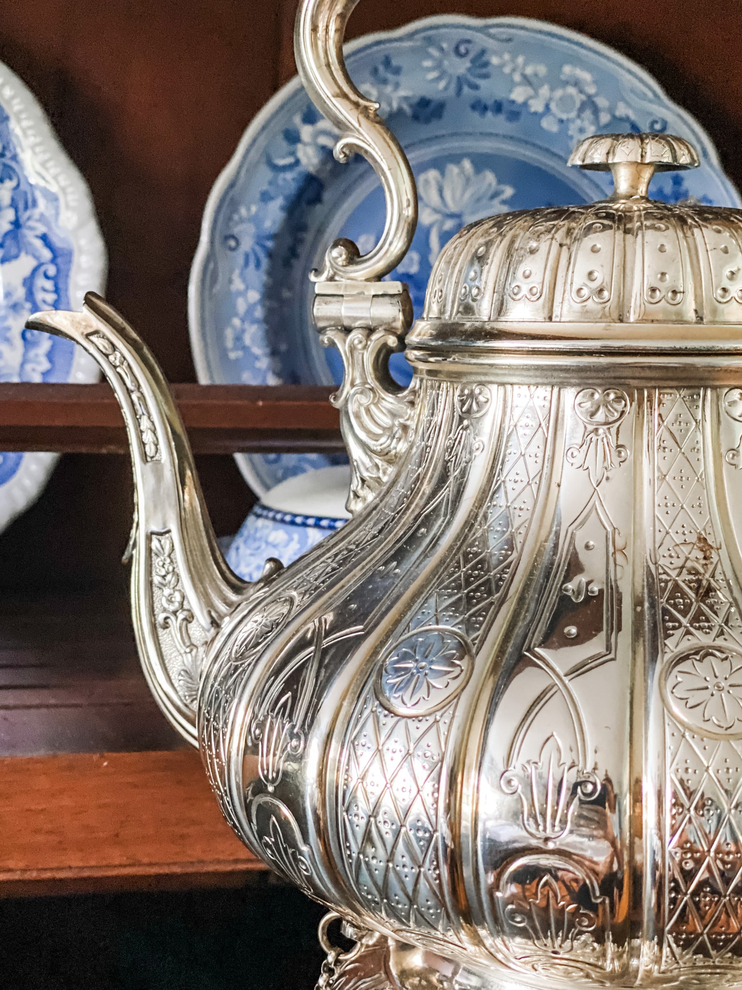 Extraordinary Antique English Teapot on Stand