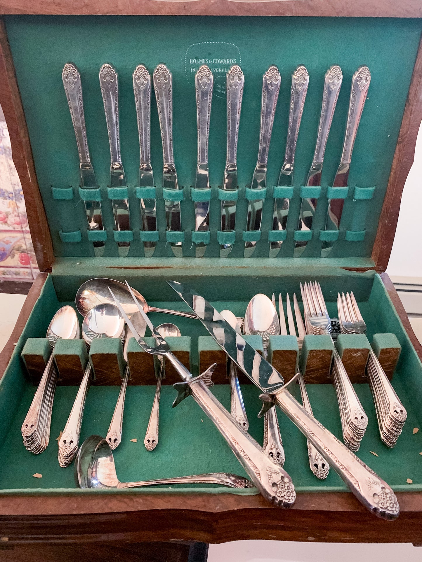 Fabulous Holmes and Edwards Vintage Silver Plated Flatware with carving Knife and Fork