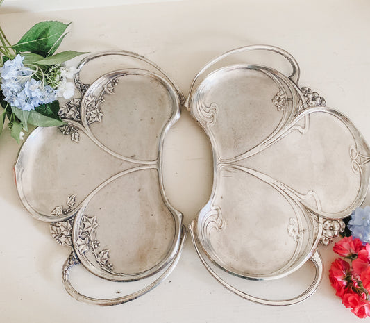 Pair of Art Noveau Unique Antique Trays