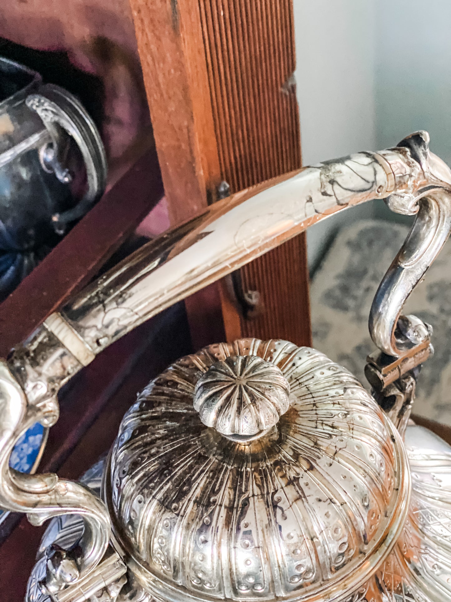 Extraordinary Antique English Teapot on Stand